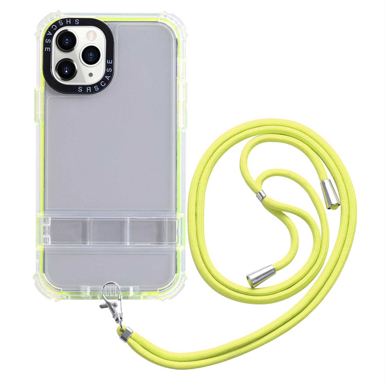 Pro iPhone 14 Pro Max Kickstand Čiré pouzdro na telefon Vyztužený roh TPU + ochranný kryt na PC se šňůrkou – bílý Pro iPhone 14 Pro Max Kickstand Čiré pouzdro na telefon Vyztužený roh TPU + ochranný kryt na PC se šňůrkou – bílý